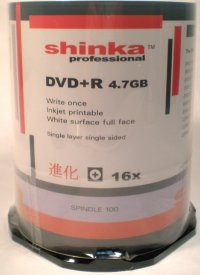 Shinka Pro DVD+R47 WHITE INKJET f/f 16x Spindle 100
