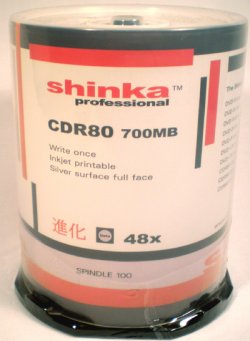 Shinka Pro CDR80 700MB SILVER INKJET f/f 52x Spindle 100