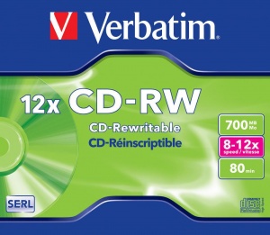 Verbatim CD-RW 80 minute Data REWRITABLE 12x in Jewel Case PK10