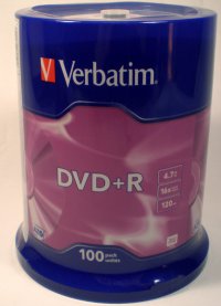 Verbatim DVD+R 4.7GB Silver NON PRINTABLE 16x speed Spindle of 100