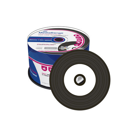 MediaRange Vinyl Discs with BLACK dye Inkjet Printable CD-R 52x 700MB MR226 - Spindle 50