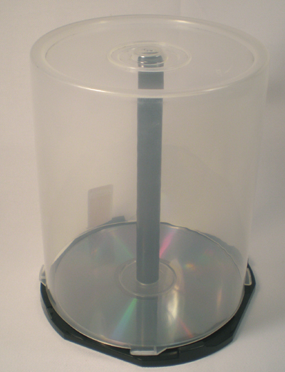 Spindle . Two part plastic. to hold 100 CDs/DVDs