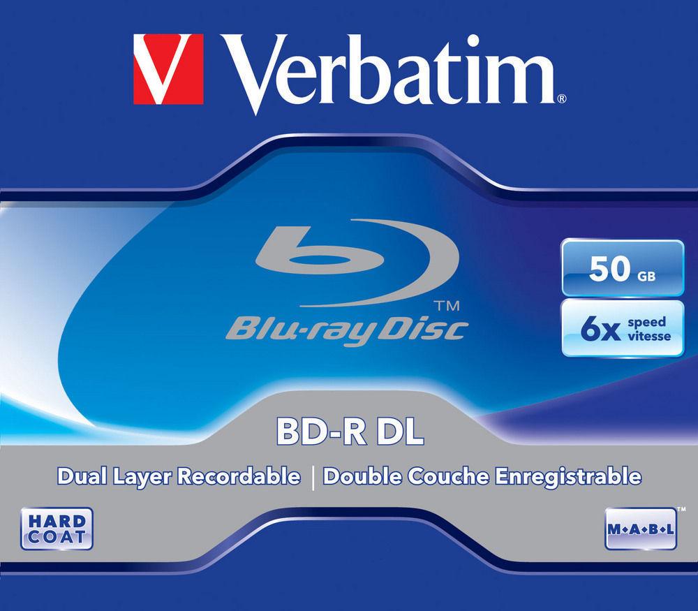 Verbatim Blu-Ray BD-R DUAL LAYER 50GB 6x Single  non-printable Jewel Case