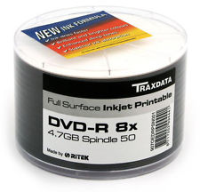 RitekTraxdata DVD-R47 G05 Grade A WHITE INKJET 8x f/f Spool 50