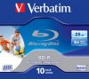 Verbatim Blu-Ray BD-R 25GB White Inkjet f/f Printable 6x in a Jewel Case (Box contains 10 discs)